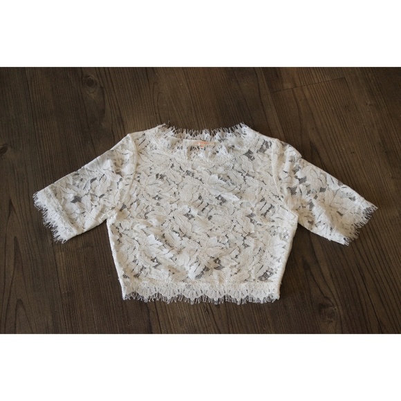 Rumor Apparel Tops - White Lace Crop Top #430-W